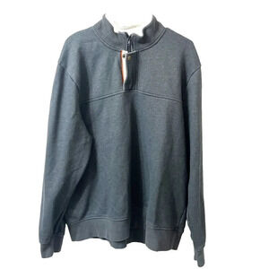 Orvis Mens Gray Jacket XL Quarter Button Zip Classic Long Sleeve Sweatshirt